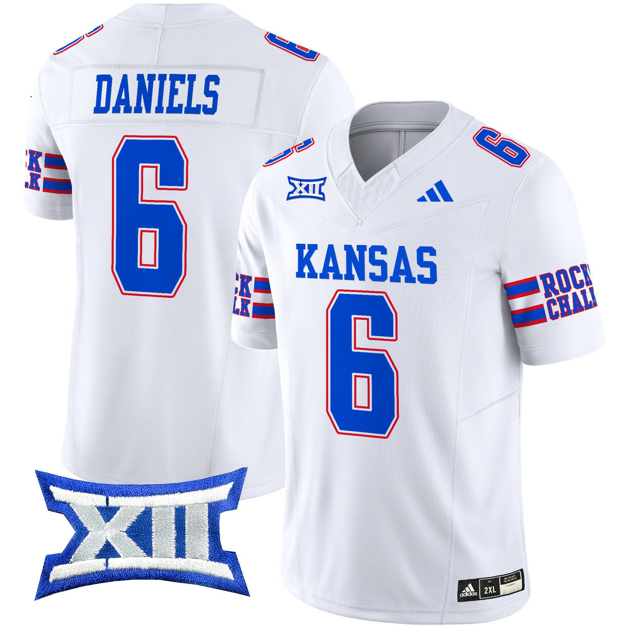 Men Kansas Jayhawks #6 Daniels White 2024 Vapor Limited NCAA Jersey